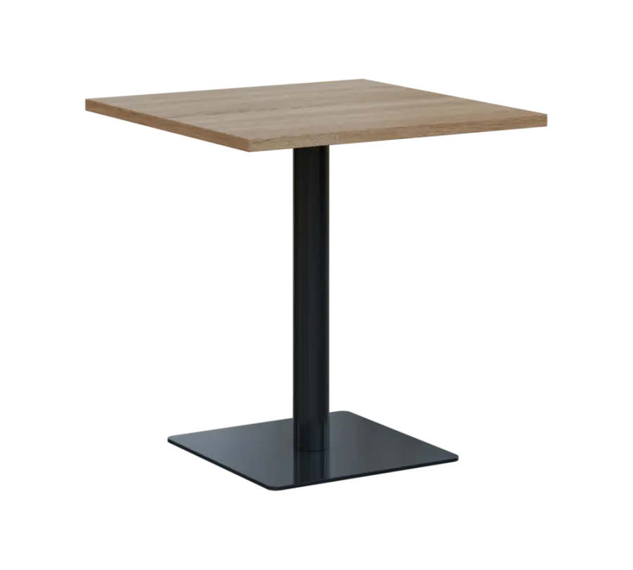 SQT 450 - 2 stůl hranlatý, deska 700x700 mm, síla 25 mm, trubková noha černá, dub bardolino